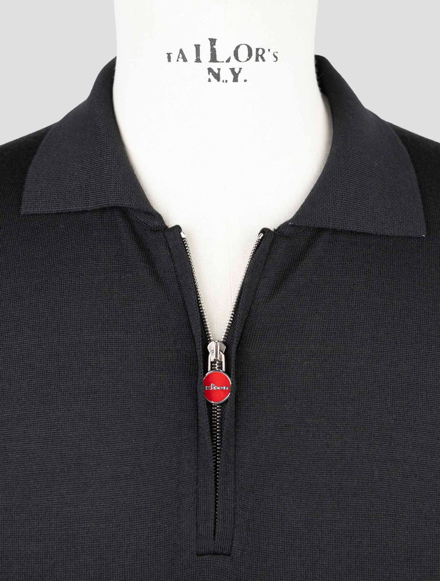 Kiton Black Wool Sweater Polo