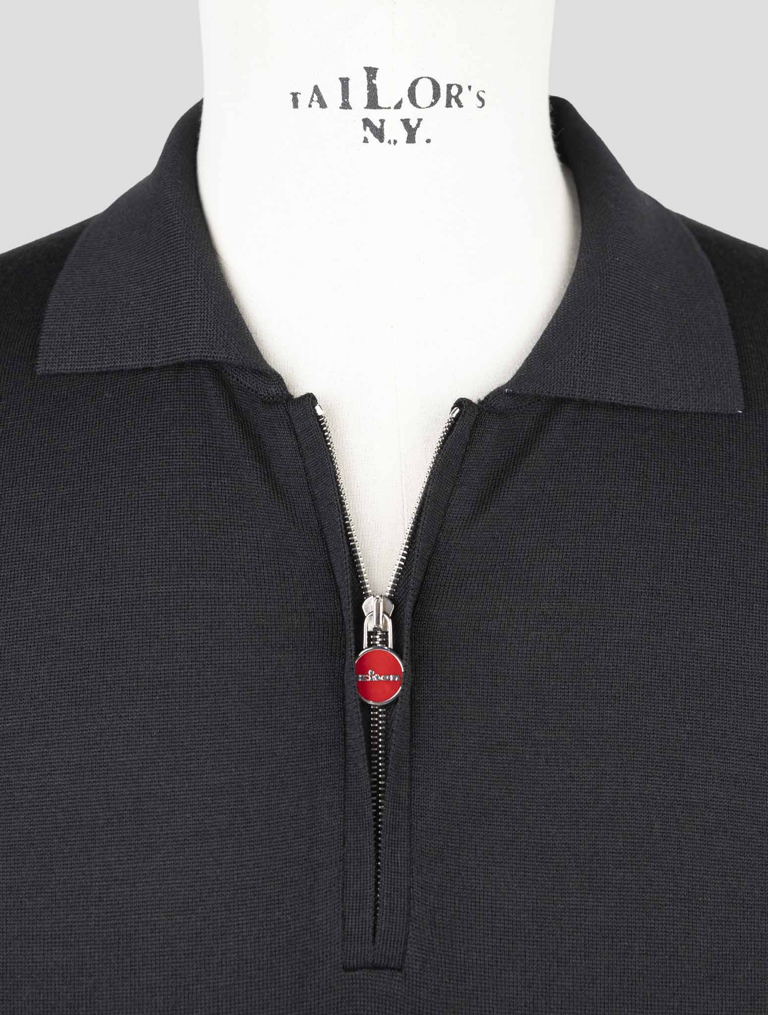 Kiton Black Wool Sweater Polo