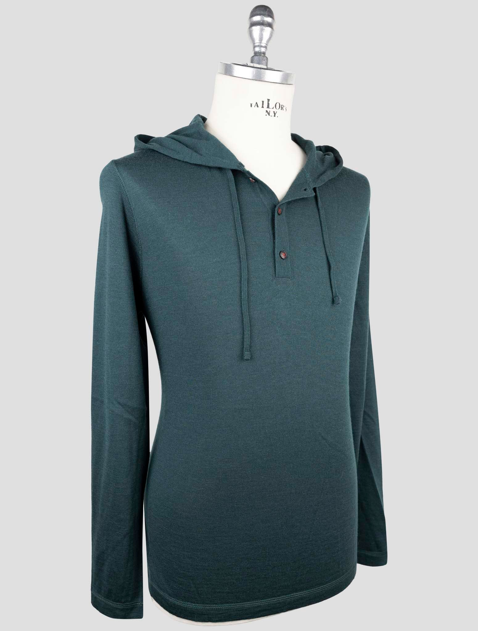 Kiton Green Cashmere Silk Sweater Hoodie