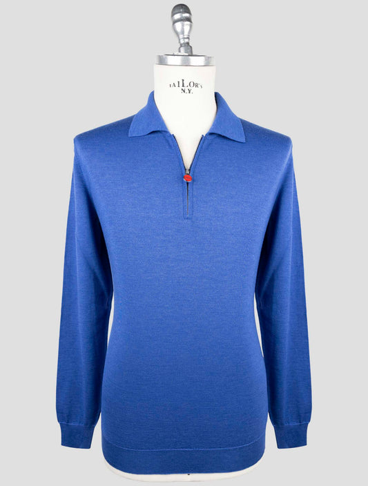 Kiton Blue Cashmere Silk Sweater Polo