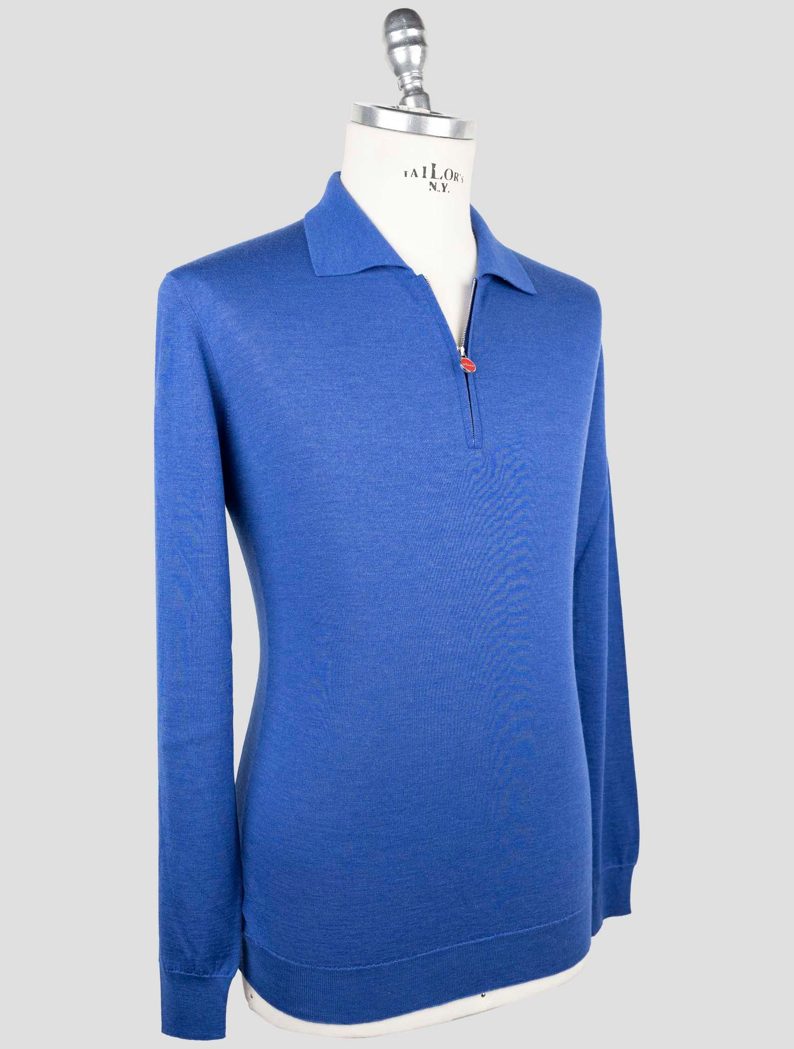 Kiton Blue Cashmere Silk Sweater Polo