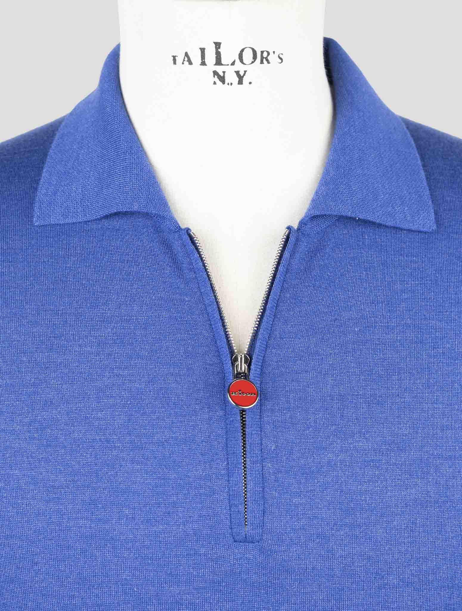 Kiton Blue Cashmere Silk Sweater Polo