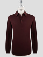 Kiton Burgundy Wool Diamante Blu Sweater Polo