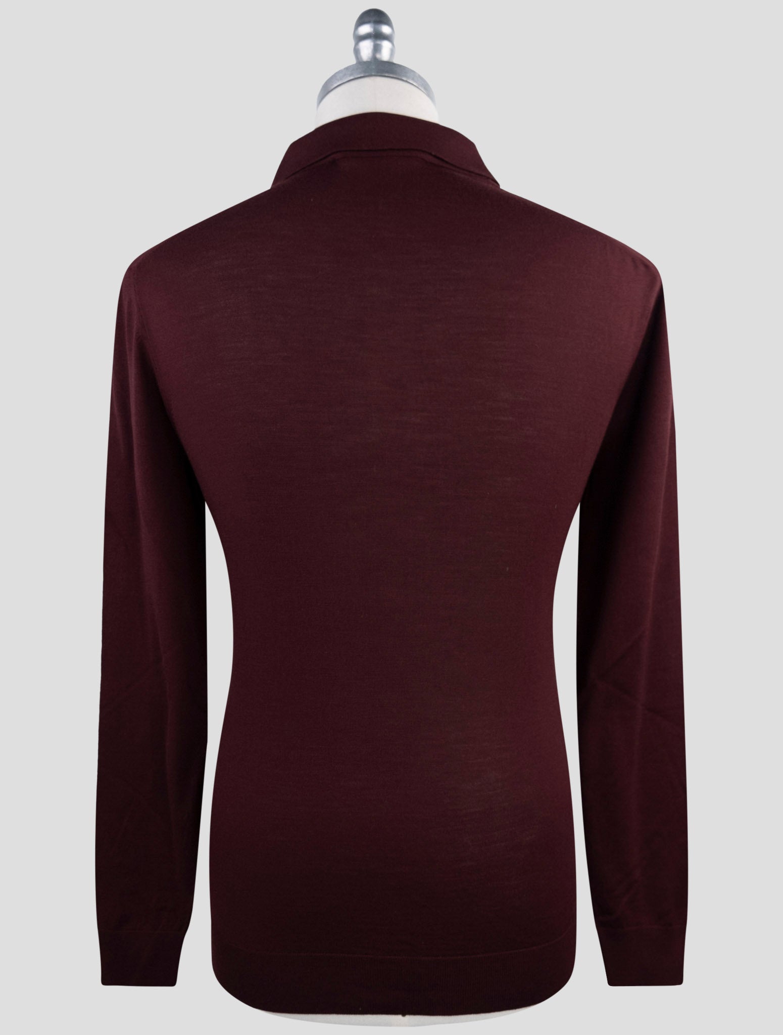 Kiton Burgundy Wool Diamante Blu Sweater Polo