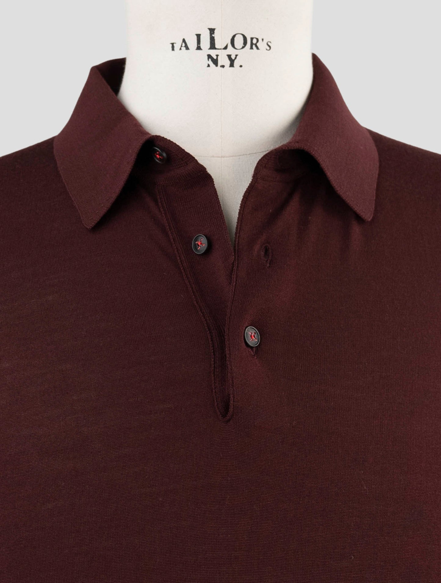 Kiton Burgundy Wool Diamante Blu Sweater Polo