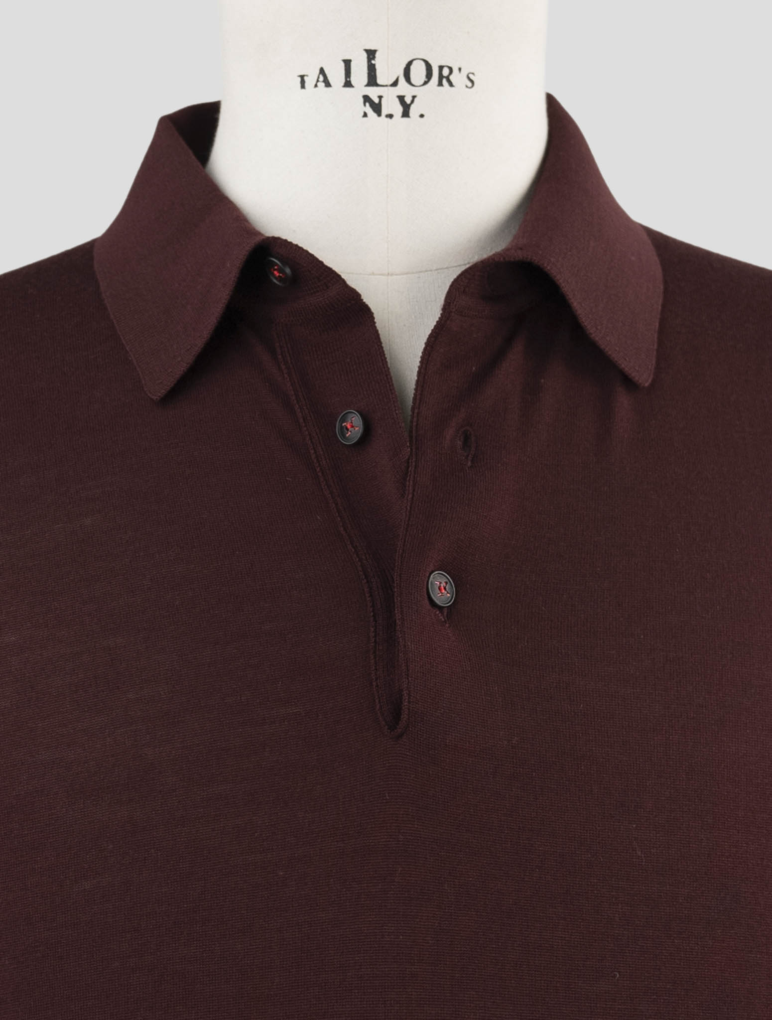 Kiton Burgundy Wool Diamante Blu Sweater Polo