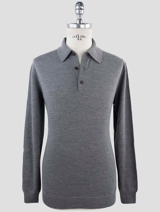 Kiton Gray Cashmere Silk Sweater Polo