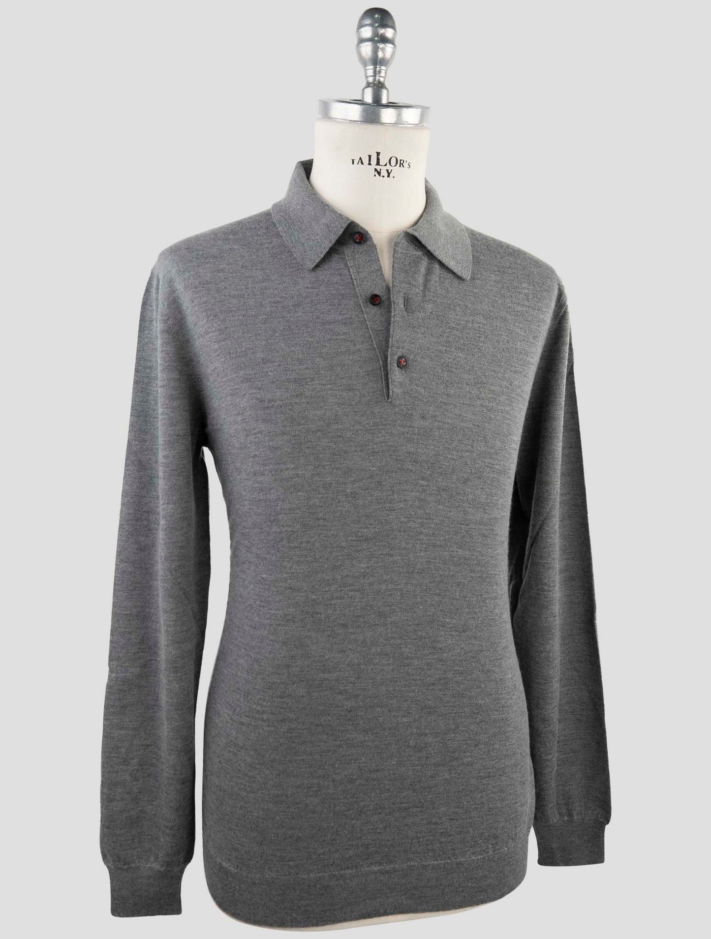 Kiton Gray Cashmere Silk Sweater Polo