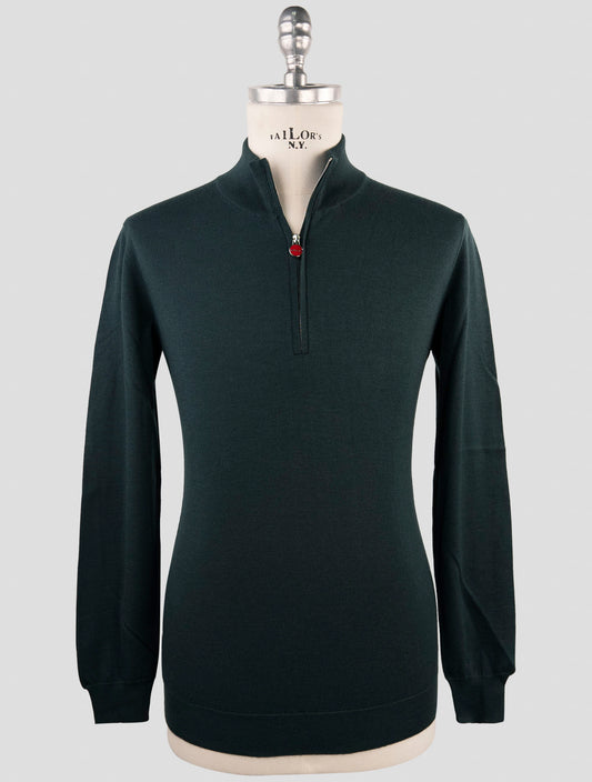 Kiton Green Cashmere Silk Sweater Half Zip