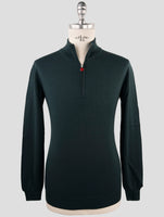 Kiton Green Cashmere Silk Sweater Half Zip
