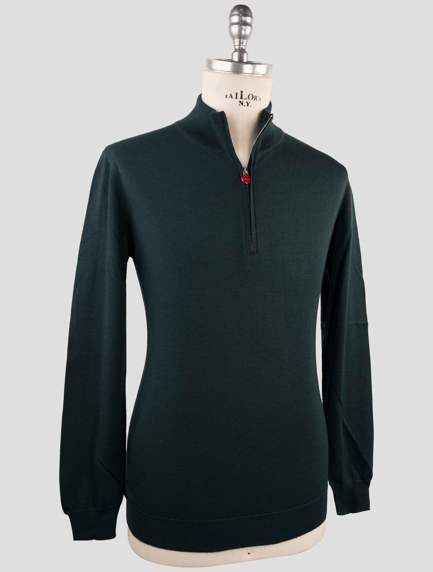 Kiton Green Cashmere Silk Sweater Half Zip