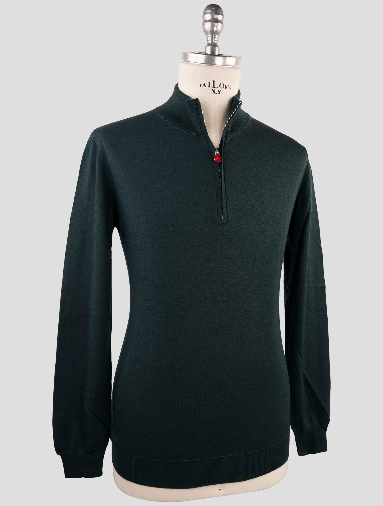 Kiton Green Cashmere Silk Sweater Half Zip