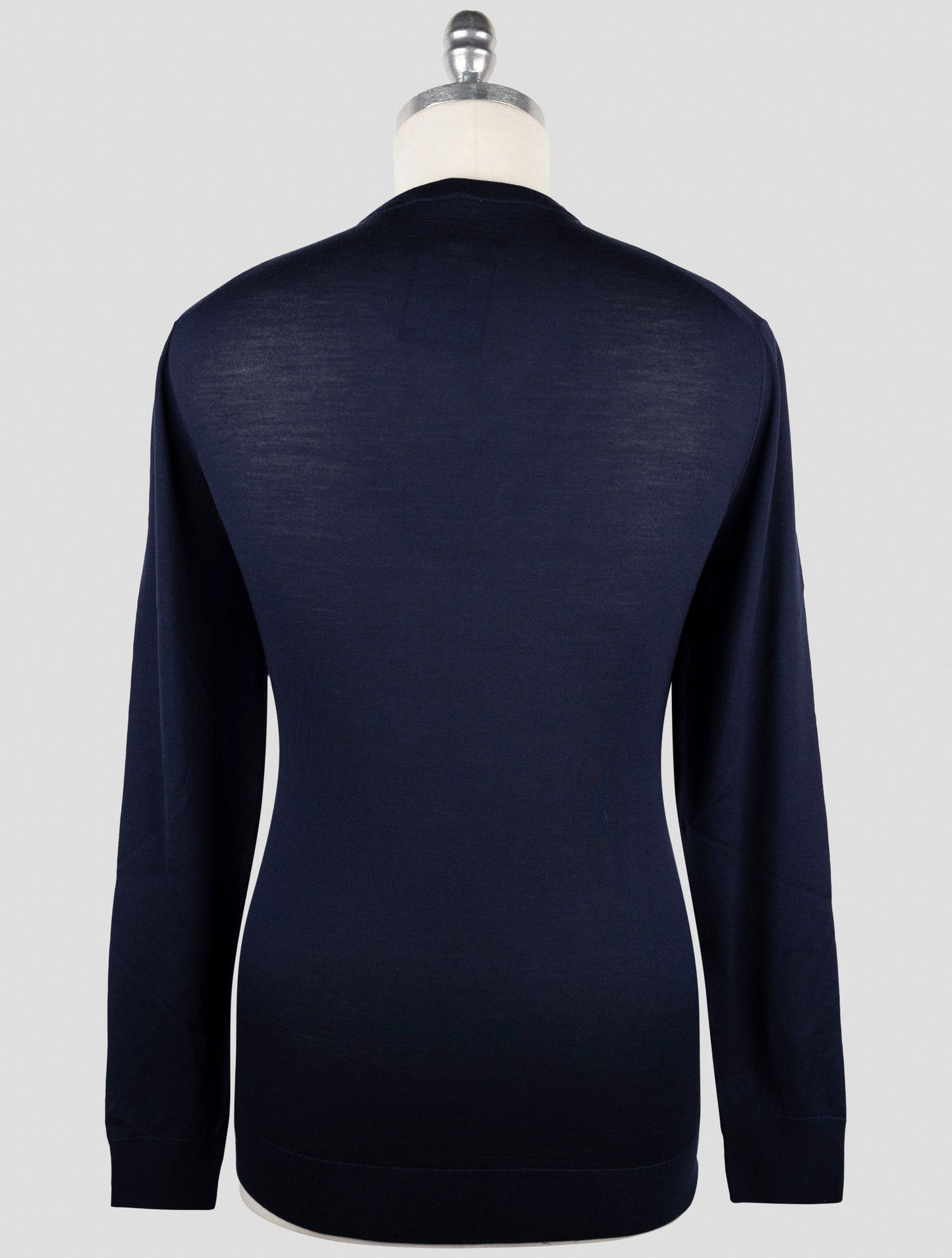 Kiton Blue Wool 14 Micron Sweater V-Neck