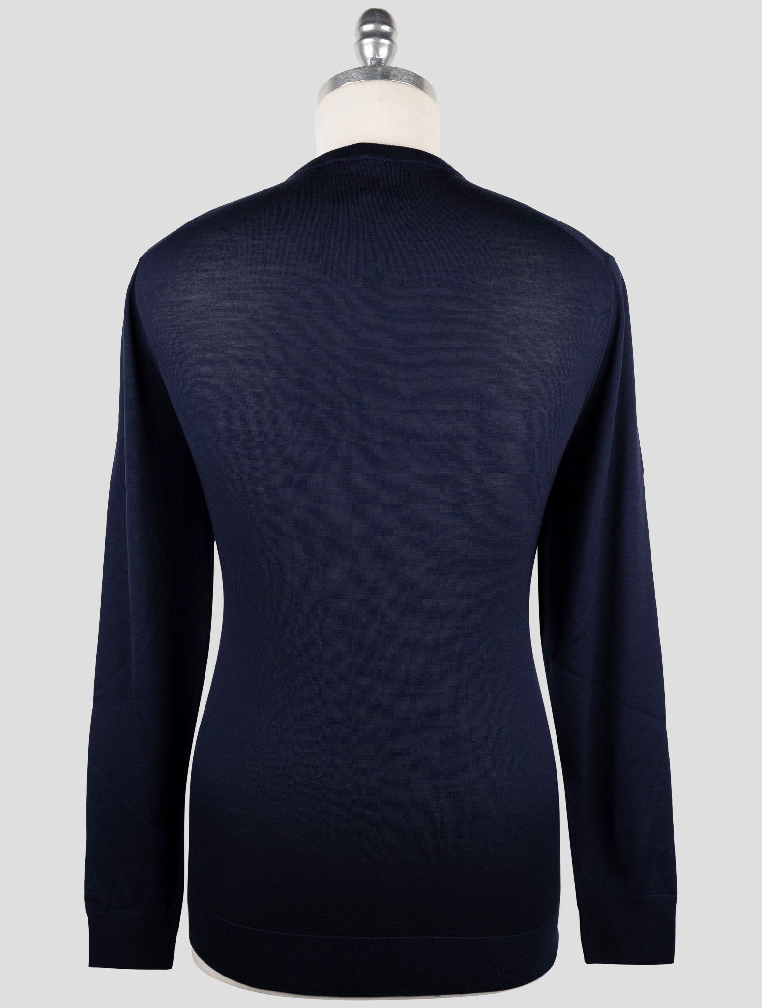 Kiton Blue Wool 14 Micron Sweater V-Neck