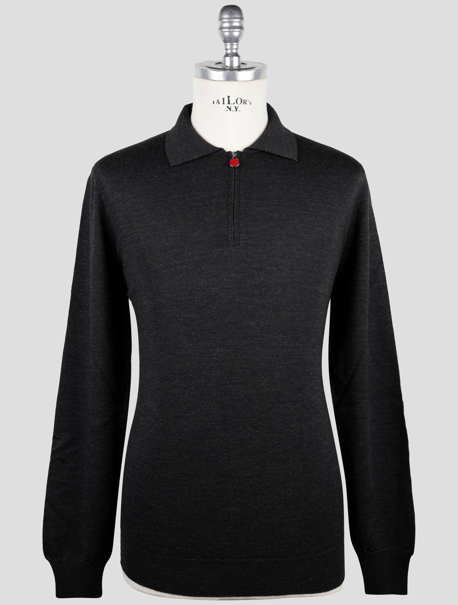 Kiton Dark Gray Wool Sweater Polo