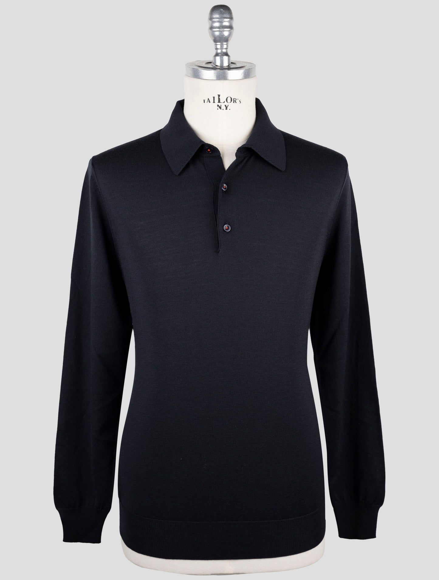 Kiton Dark Blue Wool Sweater Polo