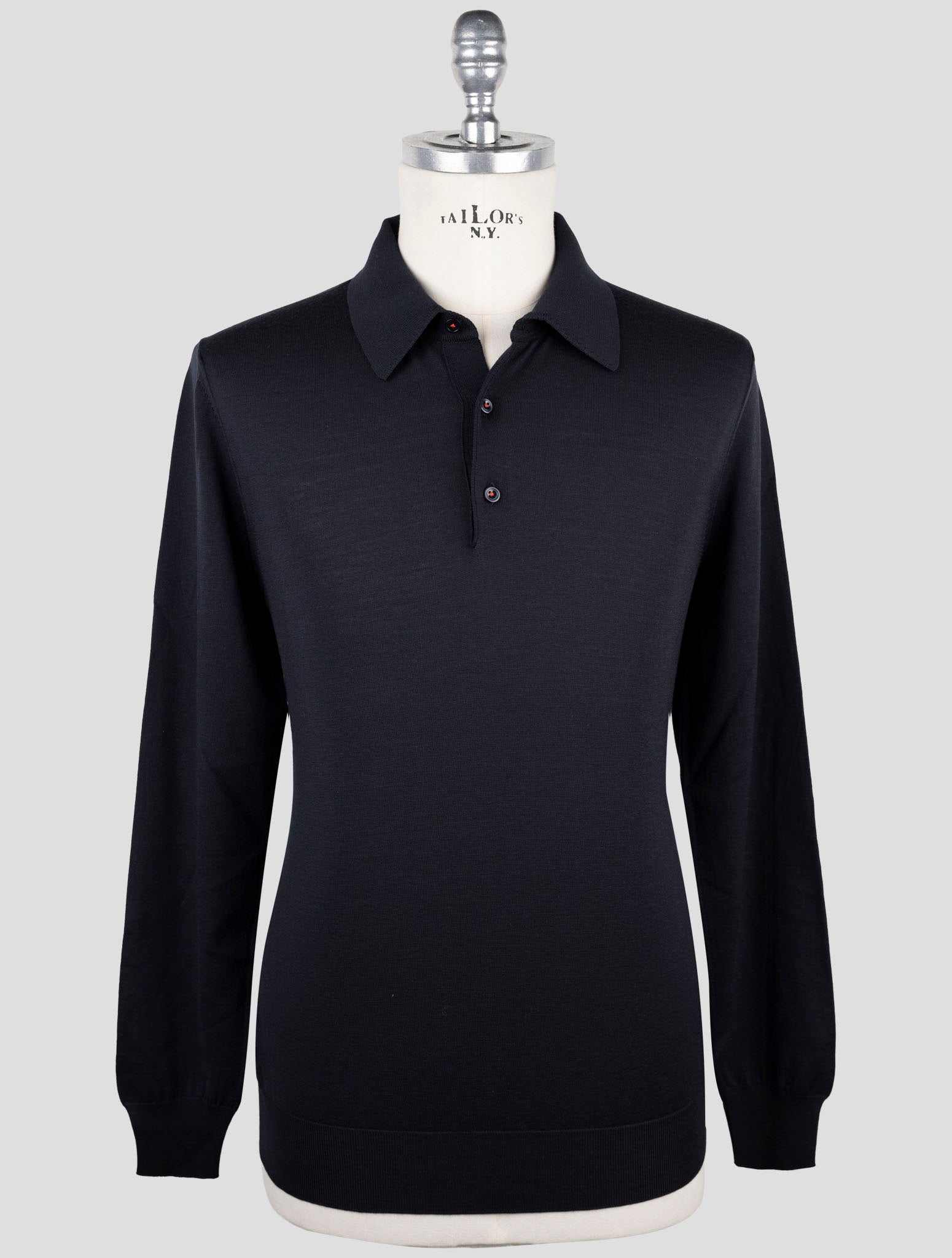 Kiton Dark Blue Wool Sweater Polo