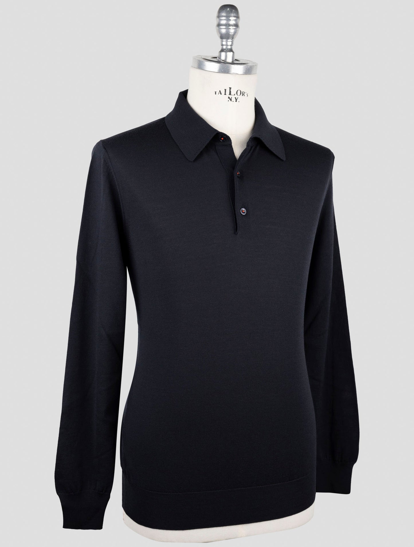 Kiton Dark Blue Wool Sweater Polo