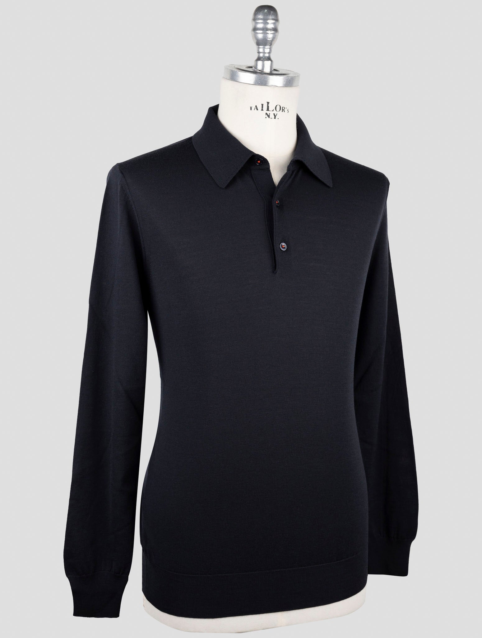 Kiton Dark Blue Wool Sweater Polo