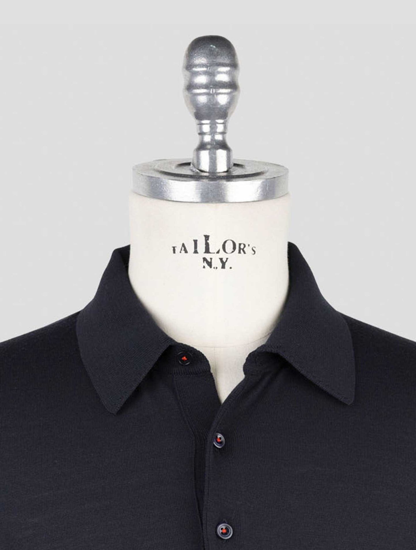 Kiton Dark Blue Wool Sweater Polo
