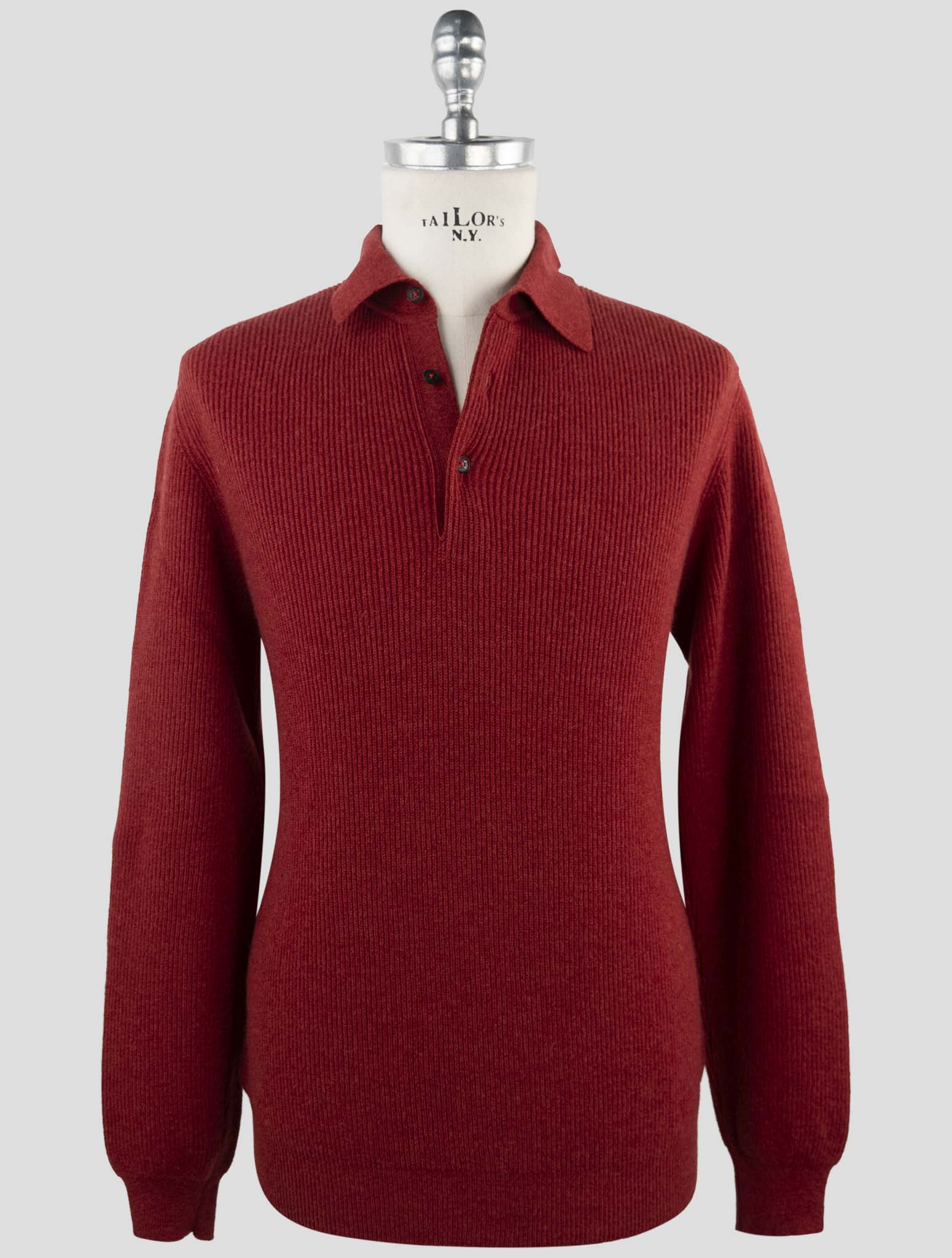 Kiton Red Cashmere Sweater Polo