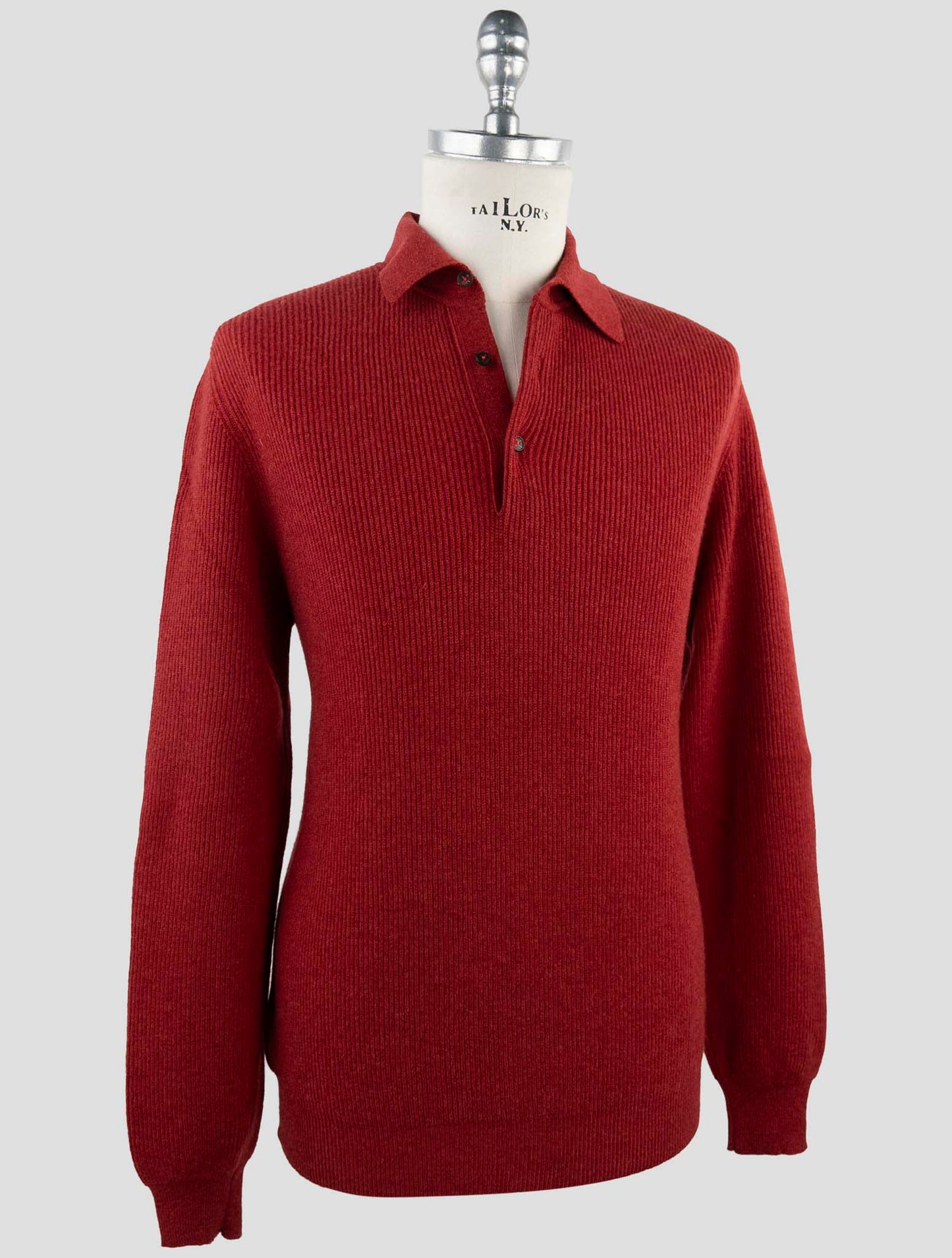 Kiton Red Cashmere Sweater Polo
