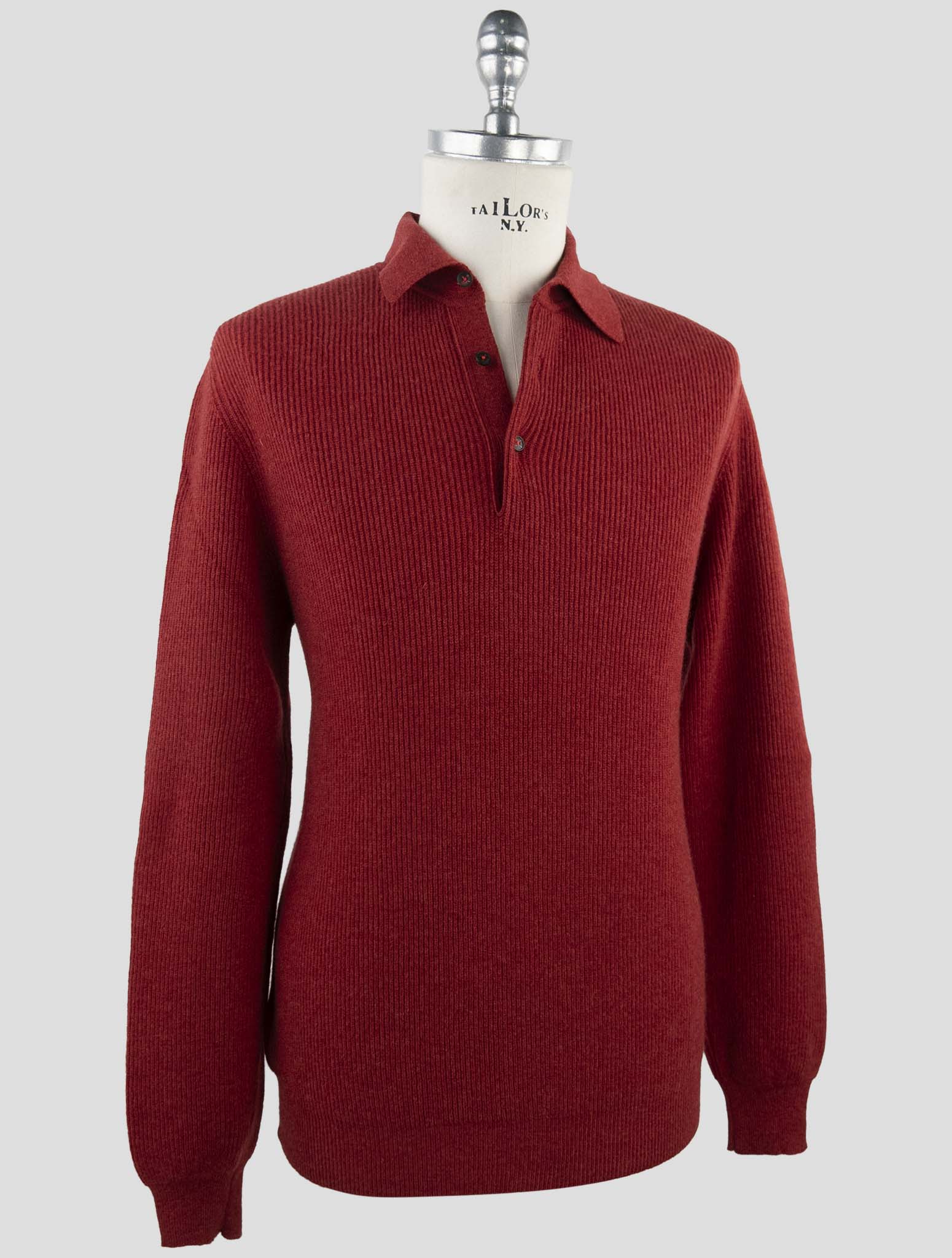 Kiton Red Cashmere Sweater Polo