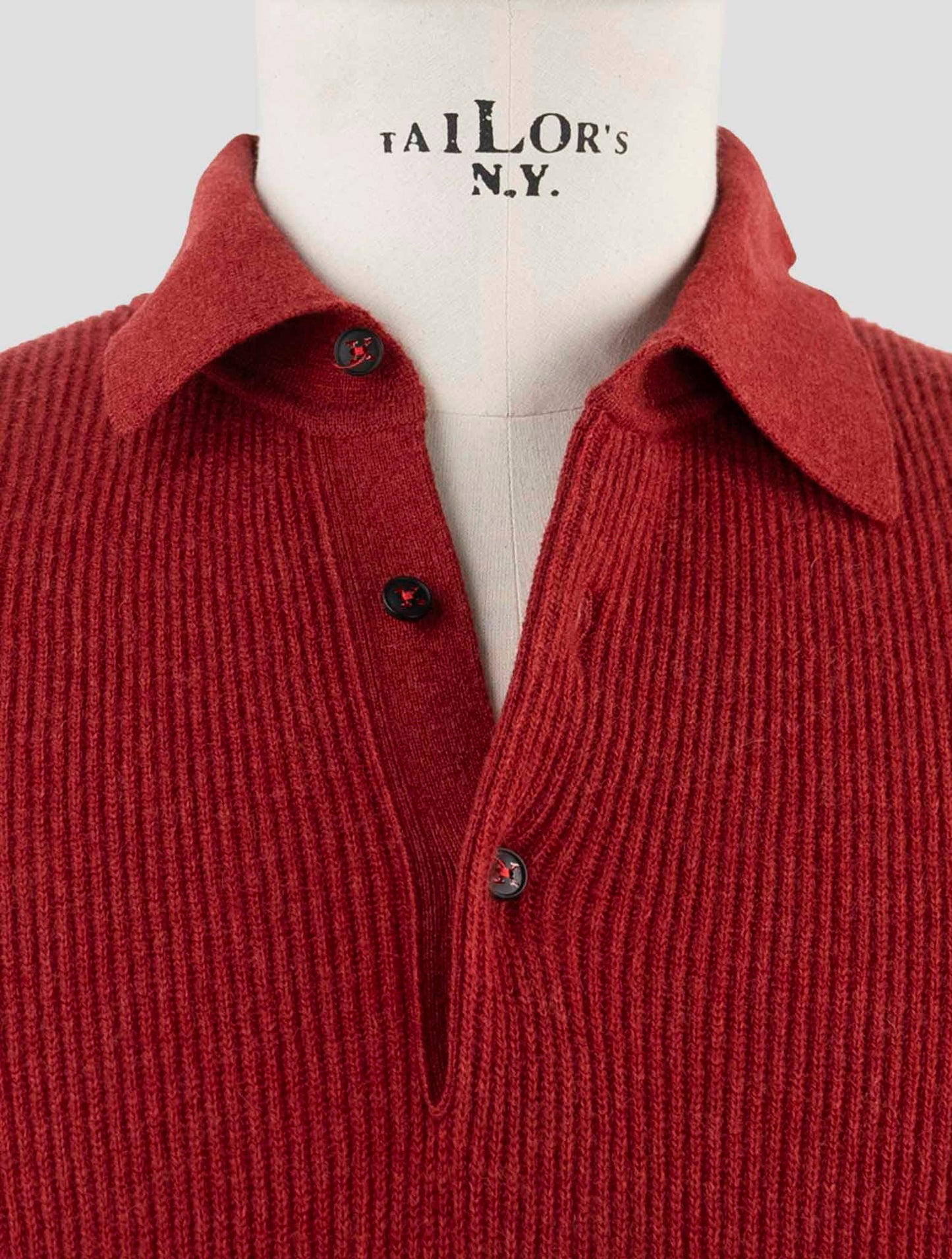 Kiton Red Cashmere Sweater Polo