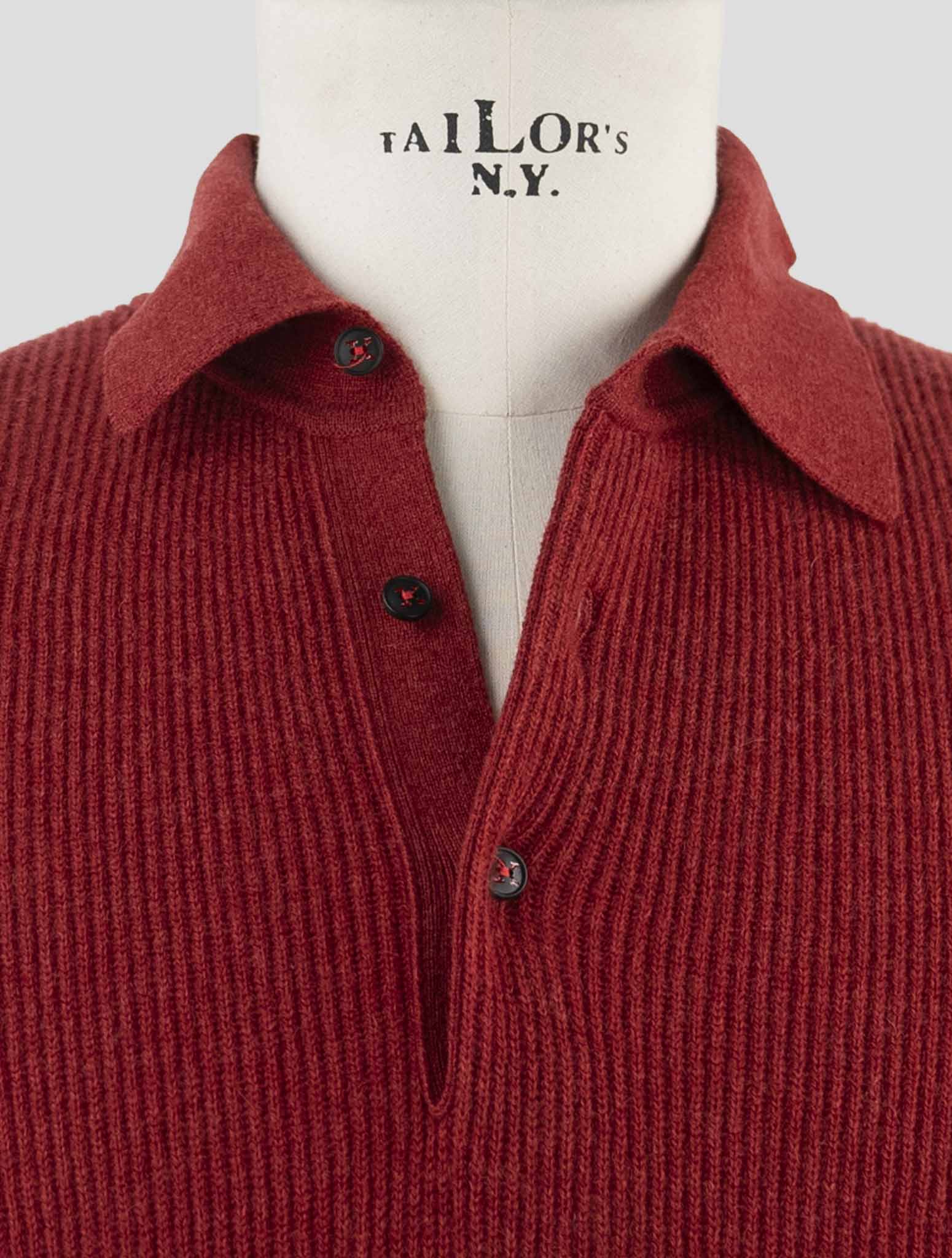 Kiton Red Cashmere Sweater Polo