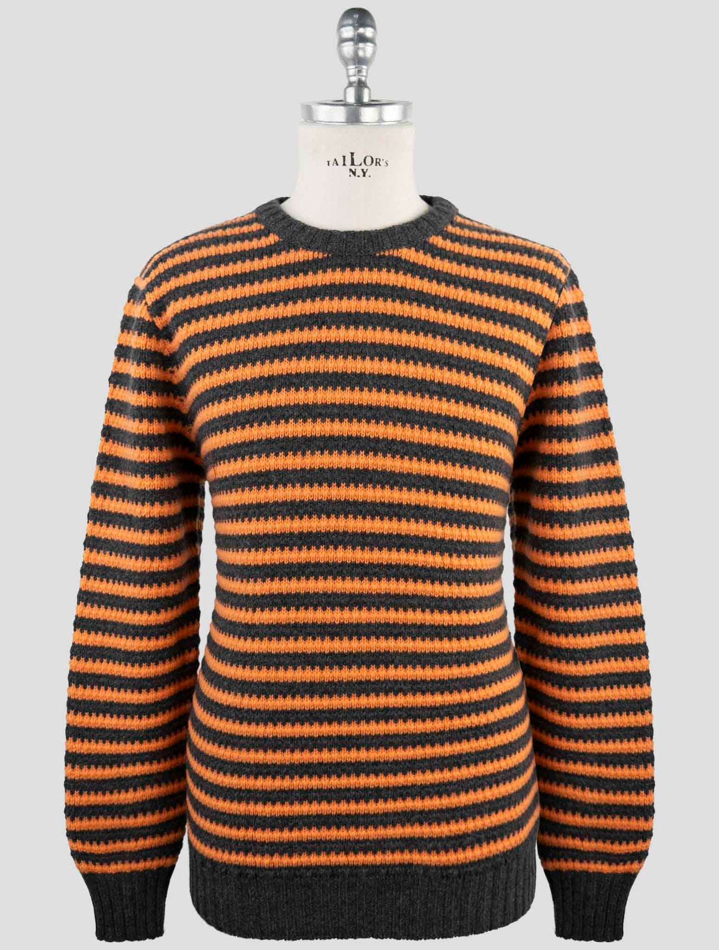 Kiton Orange Gray Cashmere Sweater Crewneck