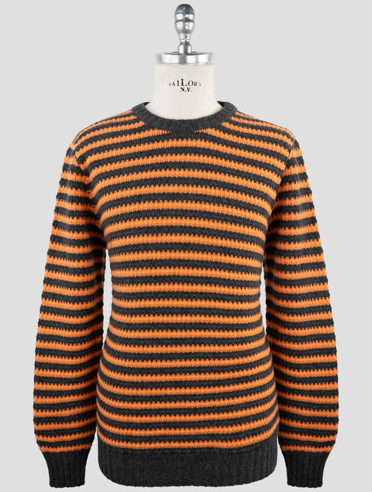 Kiton Orange Gray Cashmere Sweater Crewneck