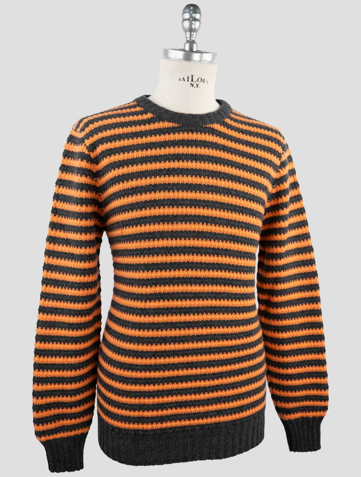 Kiton Orange Gray Cashmere Sweater Crewneck