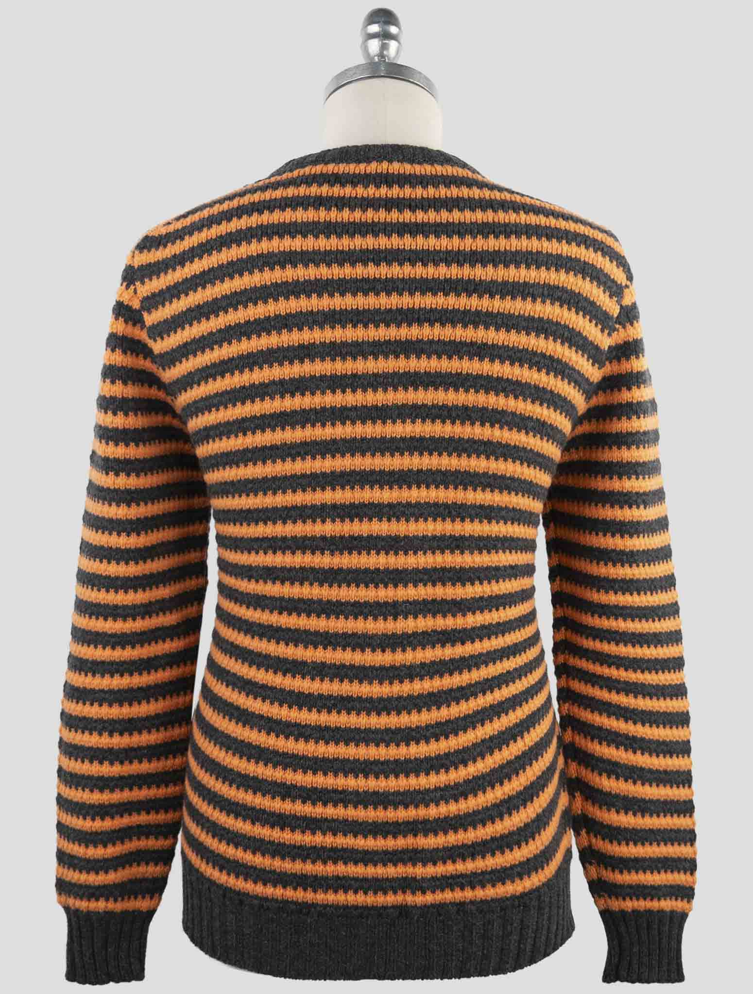 Kiton Orange Gray Cashmere Sweater Crewneck