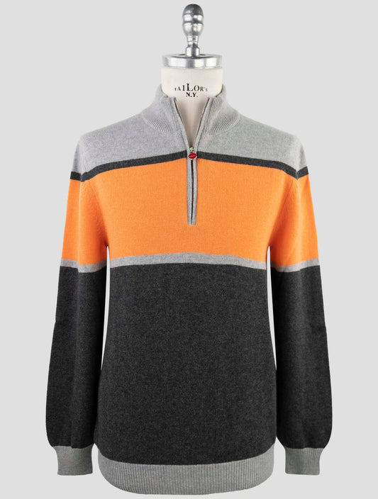 Kiton Multicolor Wool Sweater Half Zip