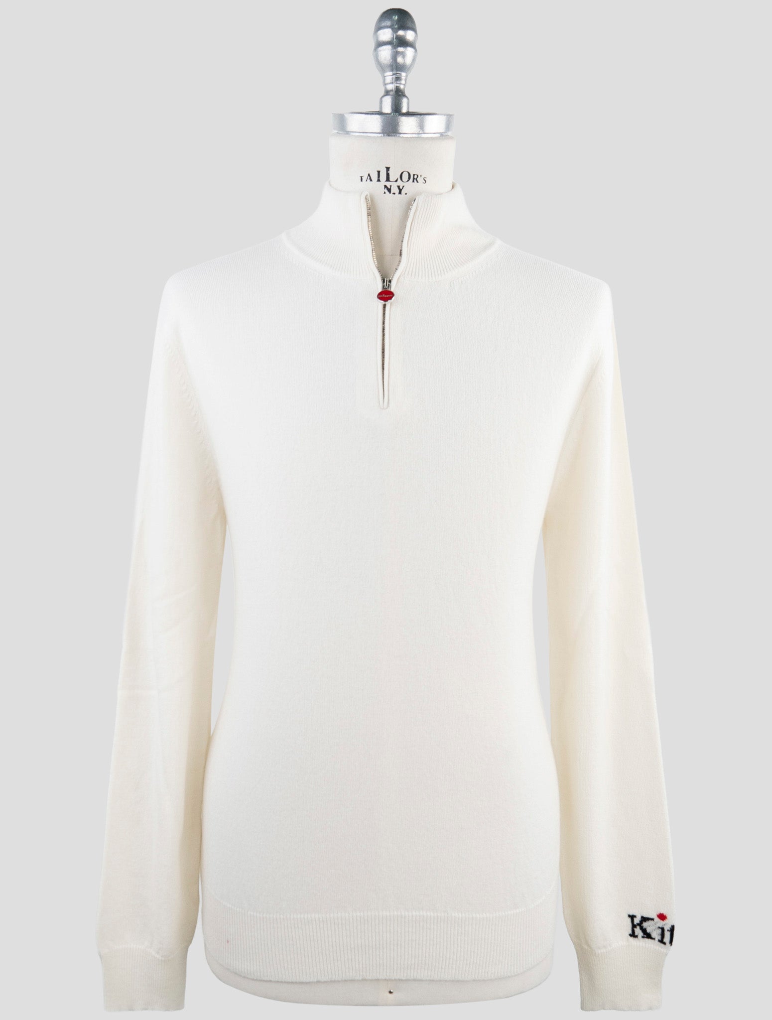 Kiton White Cashmere Sweater Half Zip