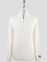 Kiton White Cashmere Sweater Half Zip