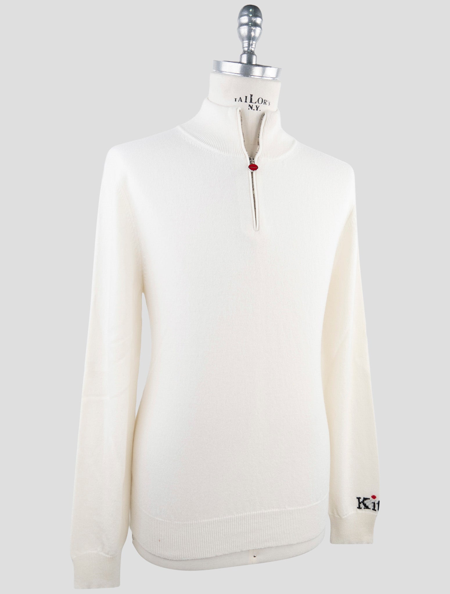 Kiton White Cashmere Sweater Half Zip
