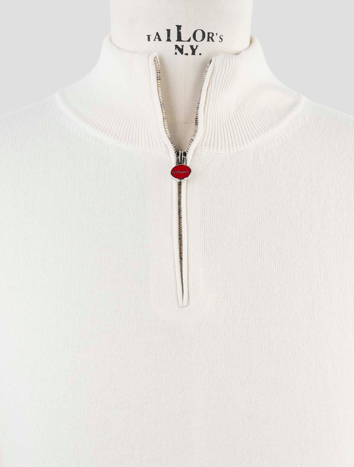 Kiton White Cashmere Sweater Half Zip