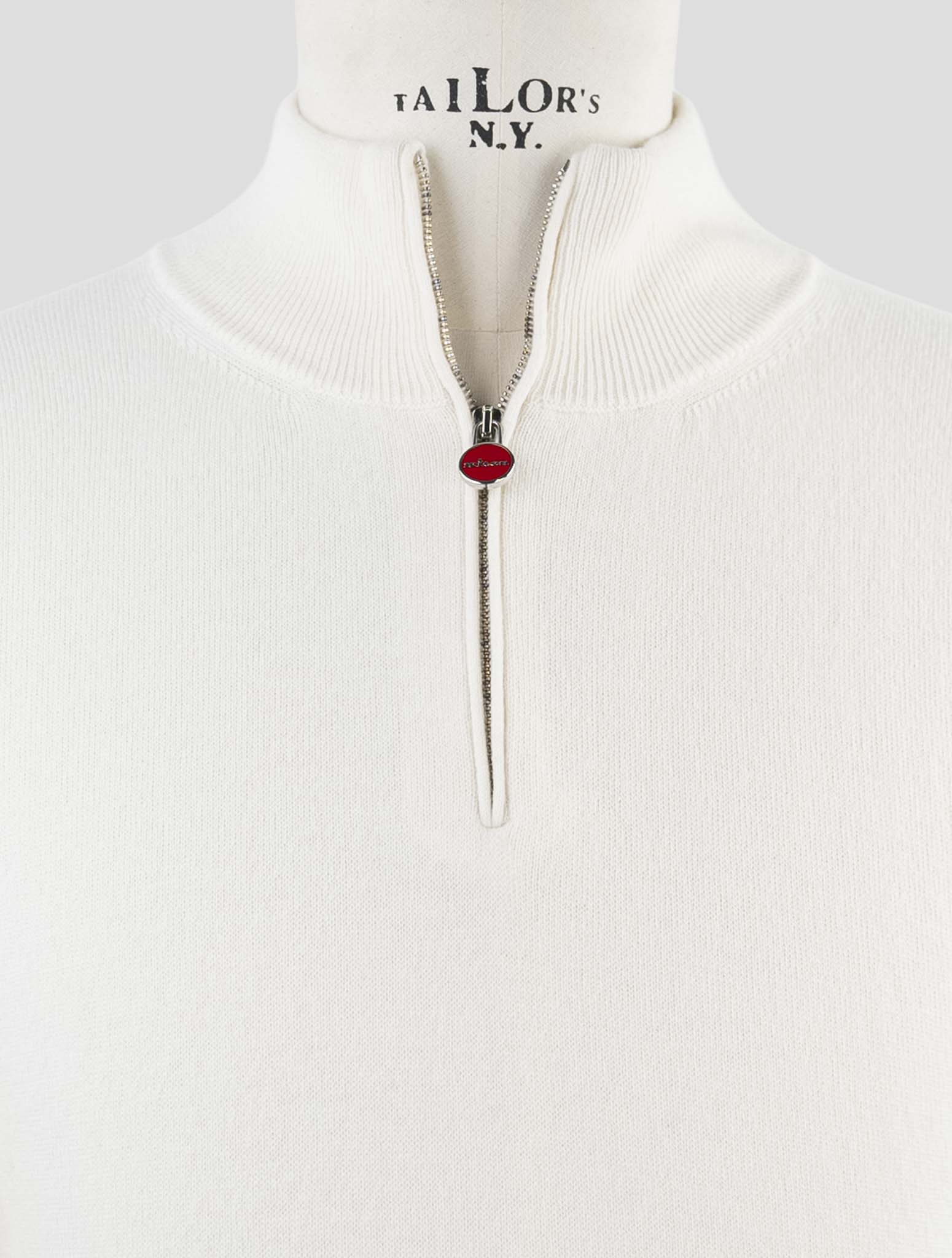 Kiton White Cashmere Sweater Half Zip