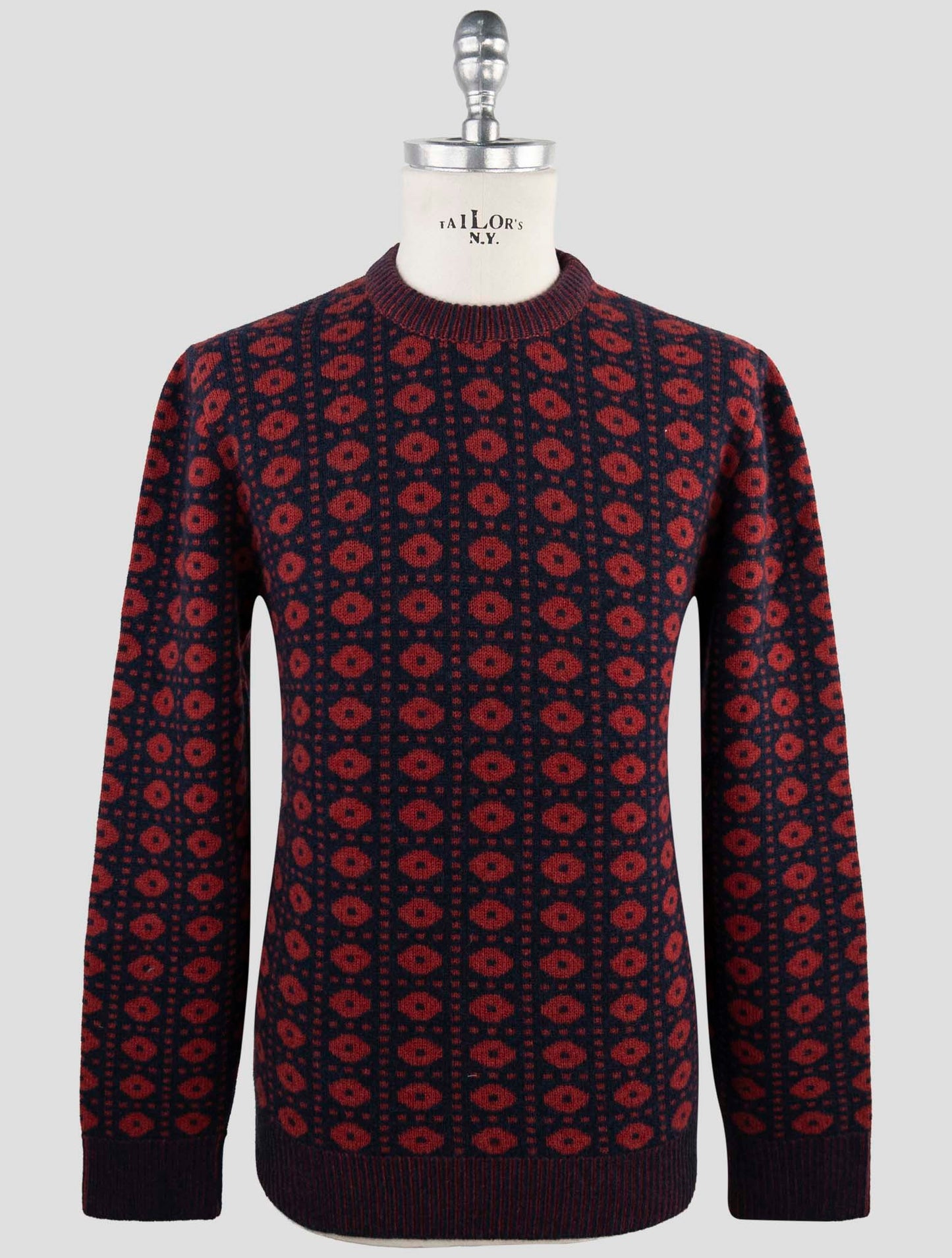 Kiton Red Blue Cashmere Sweater Crewneck