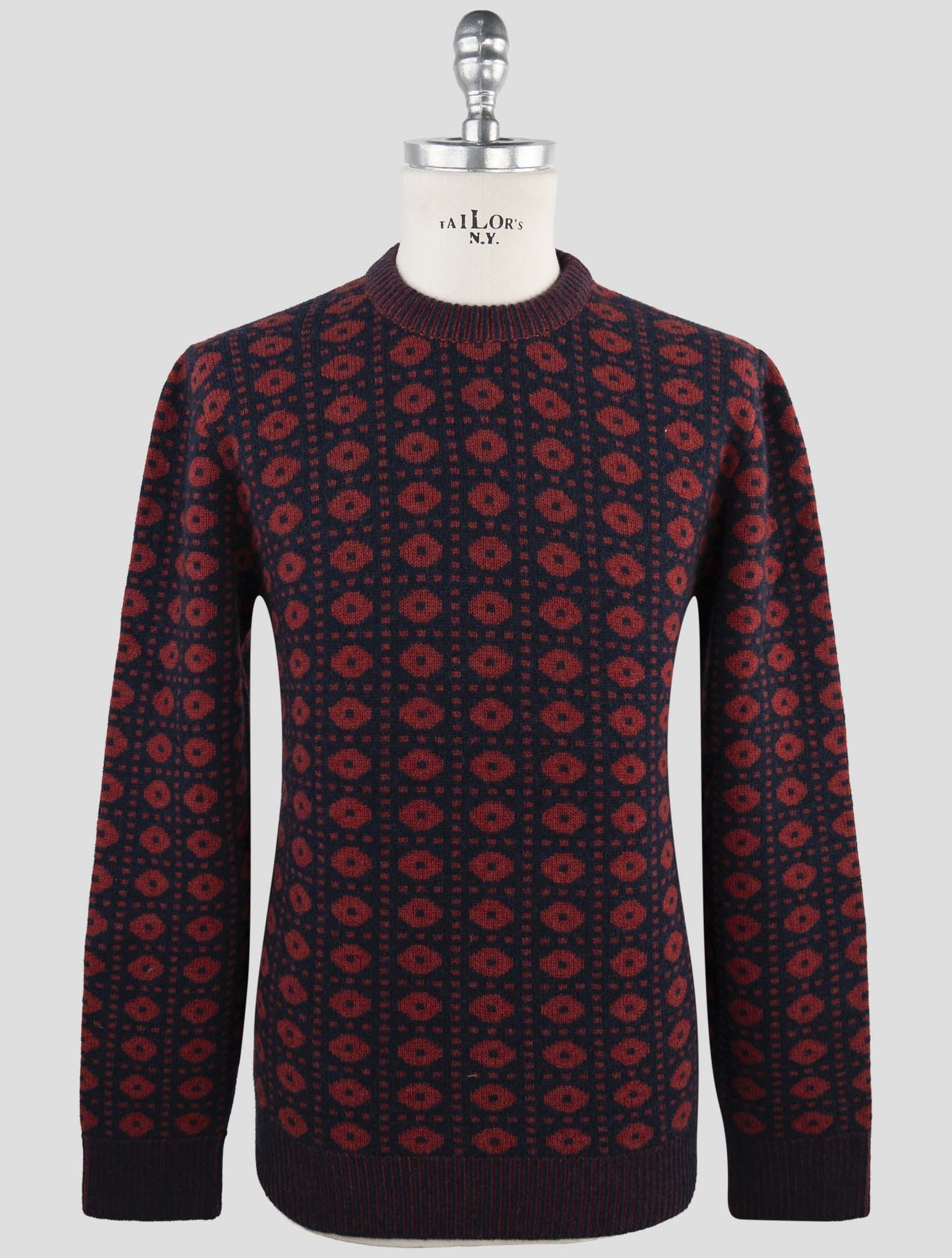 Kiton Red Blue Cashmere Sweater Crewneck