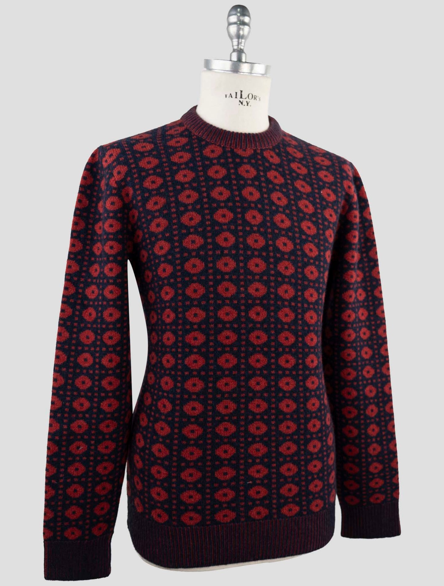 Kiton Red Blue Cashmere Sweater Crewneck