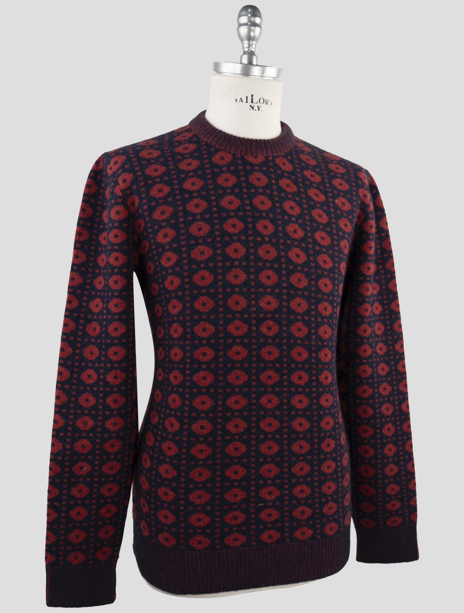 Kiton Red Blue Cashmere Sweater Crewneck
