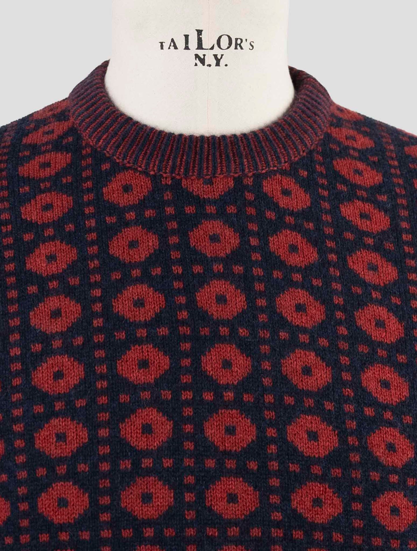 Kiton Red Blue Cashmere Sweater Crewneck