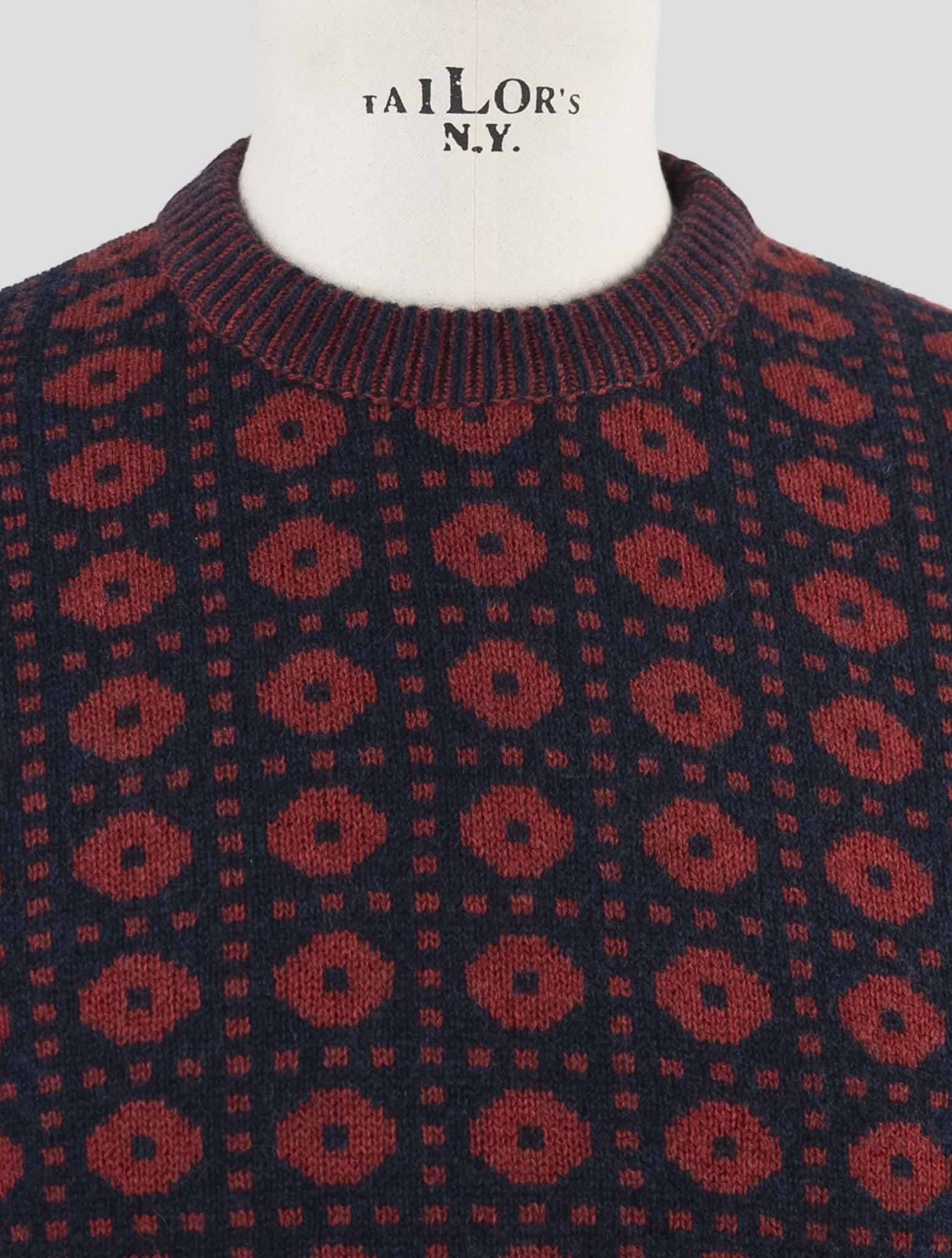 Kiton Red Blue Cashmere Sweater Crewneck