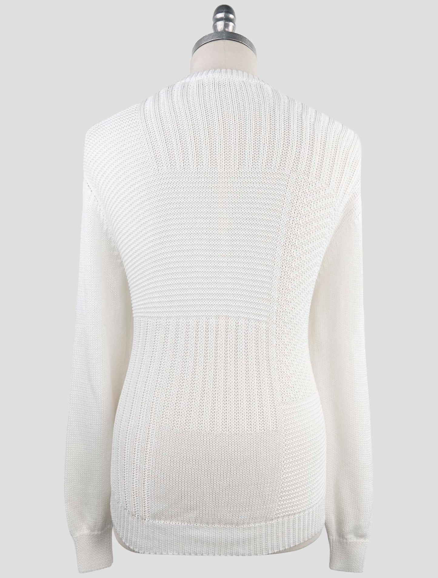 Kiton White Cotton Sweater Crewneck