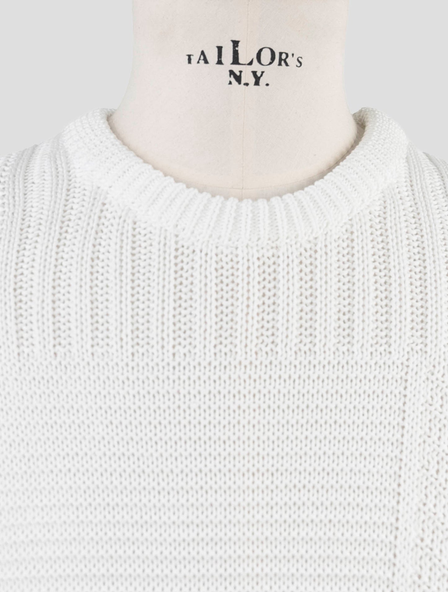 Kiton White Cotton Sweater Crewneck