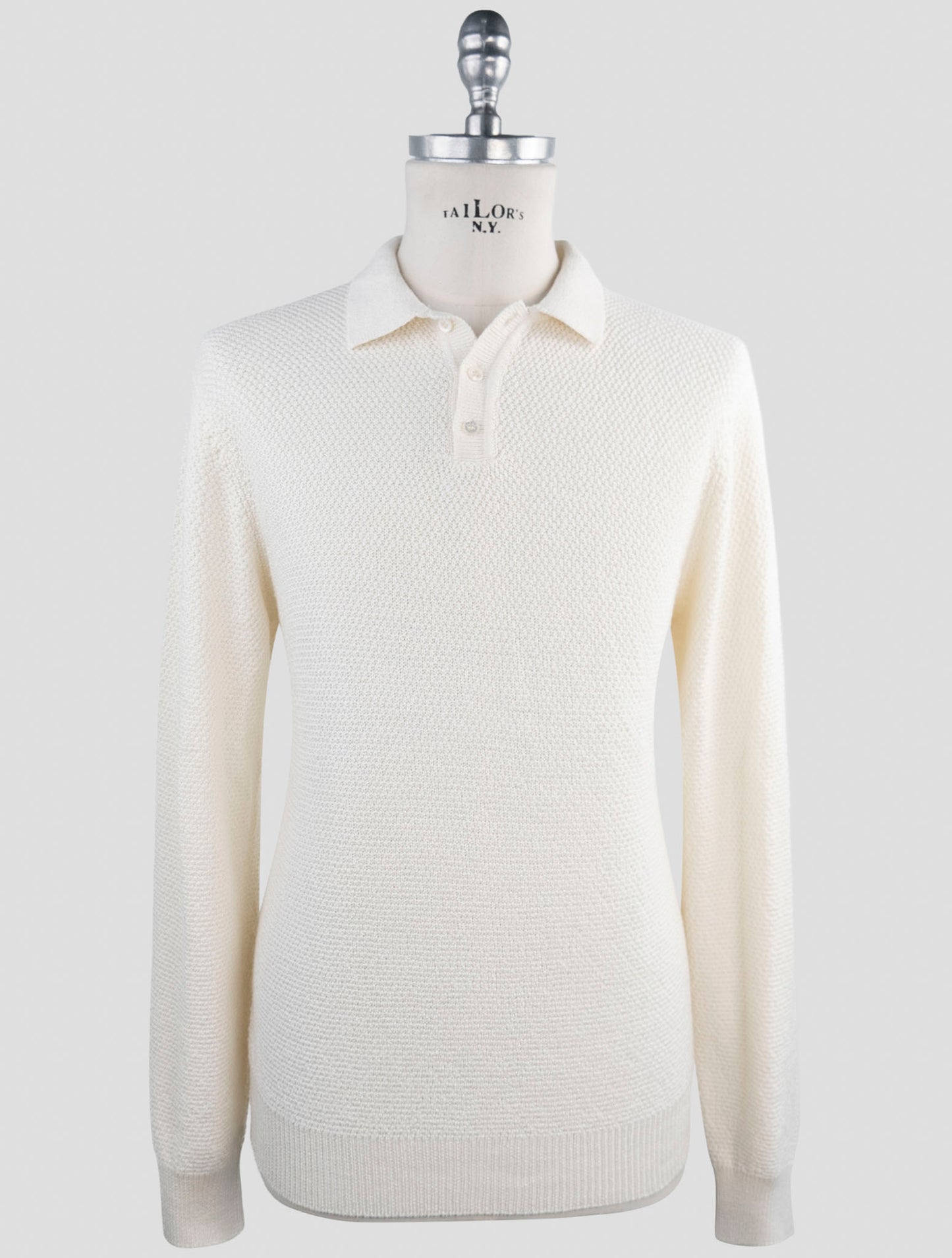 Kiton White Cotton Silk Sweater Polo