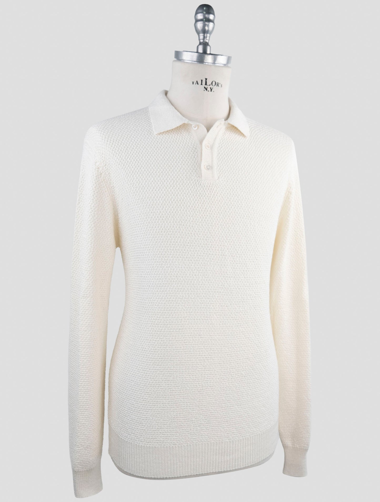 Kiton White Cotton Silk Sweater Polo