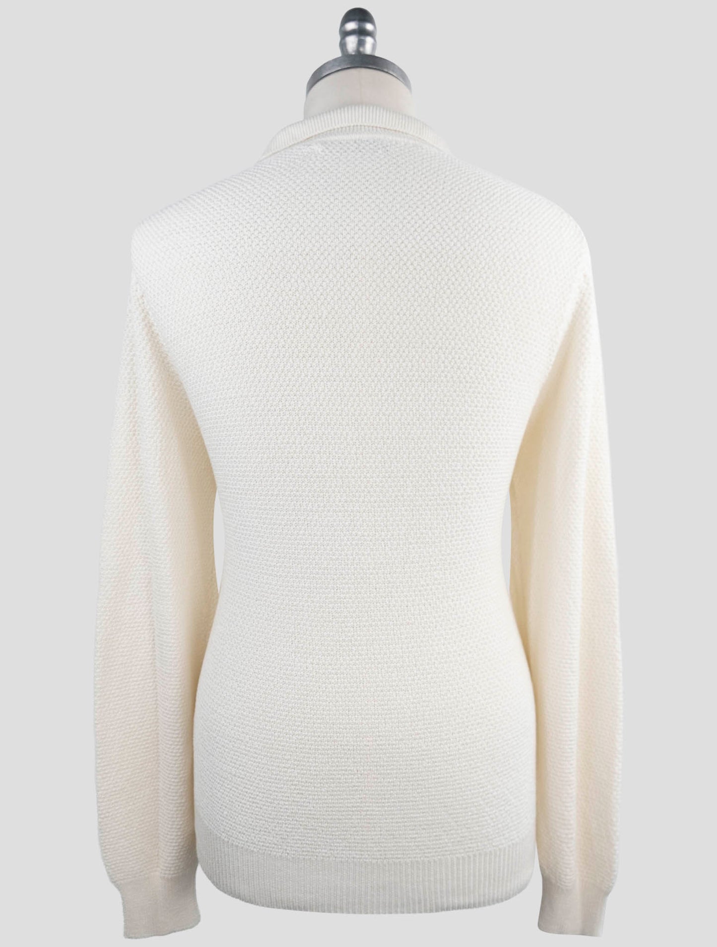 Kiton White Cotton Silk Sweater Polo